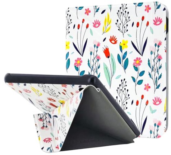 Hoes voor eReaders met Auto Sleep/Wake en Origami Standaard - PU-leer, Schokbestendig, Bloem