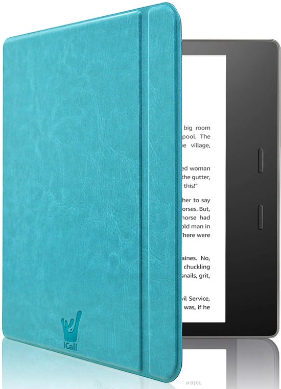 Hoesje geschikt voor Kindle Oasis Gen 10 - Book Case Premium Sleep Cover Leer Hoes met Auto/Wake Functie - Blauw van Hoesje 