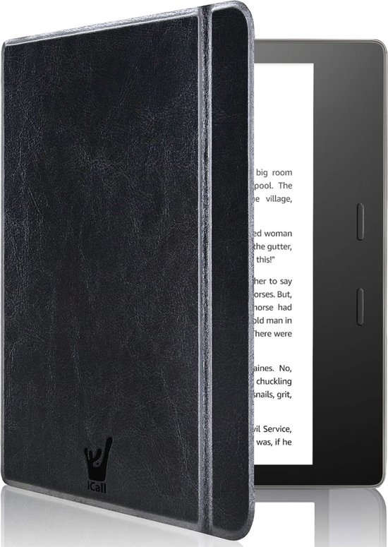 Hoesje geschikt voor Kindle Oasis Gen 10 - Book Case Premium Sleep Cover Leer Hoes met Auto/Wake Functie - Zwart van Fayzm