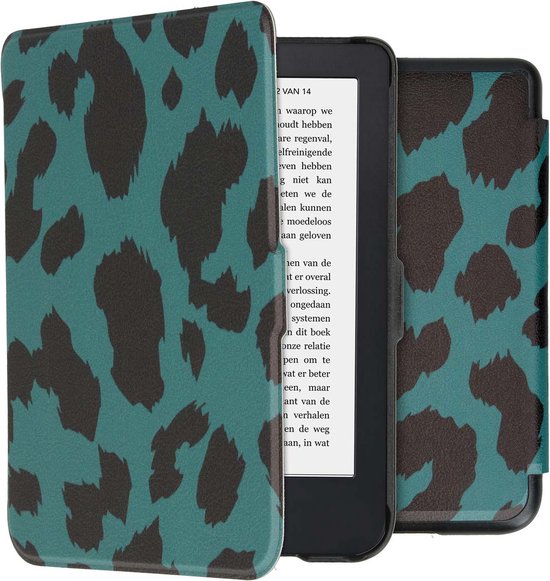Hoesje geschikt voor Kobo Clara 2E E-reader - iMoshion Design Slim Hard Case Bookcase - Ook geschikt voor Tolino Shine 4 - Green Leopard van iMoshion