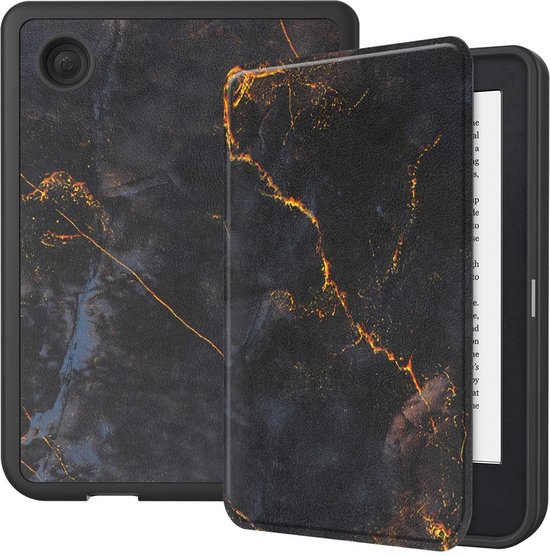 Hoesje geschikt voor Kobo Clara 2E E-reader - iMoshion Design Slim Soft Case Bookcase - Ook geschikt voor Tolino Shine 4 - Black Marble van Hoesje 