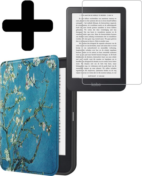 Hoesje Geschikt voor Kobo Clara 2E Hoes Bescherm Hoesje Case Sleep Cover Met Screenprotector - Hoes Geschikt voor Kobo Clara 2E Hoesje - Bloesem van Hoesje 