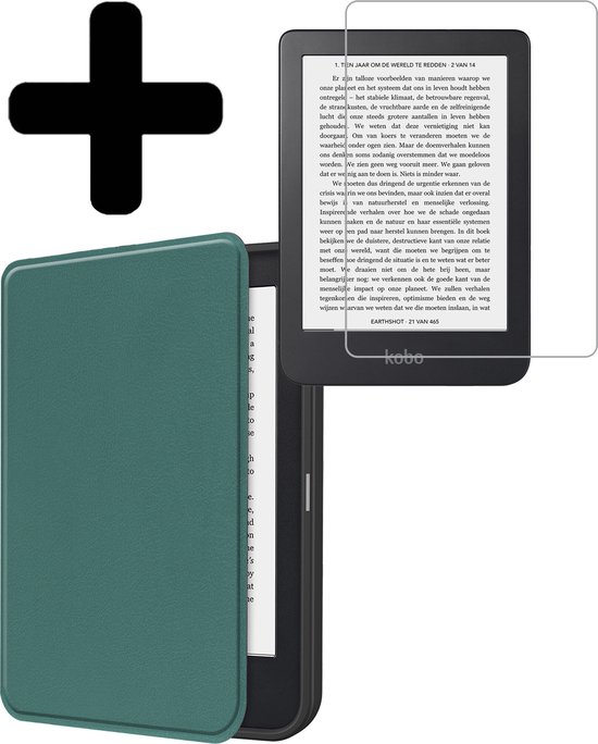 Hoesje Geschikt voor Kobo Clara 2E Hoes Bescherm Hoesje Case Sleep Cover Met Screenprotector - Hoes Geschikt voor Kobo Clara 2E Hoesje - Donkergroen van Hoesje 