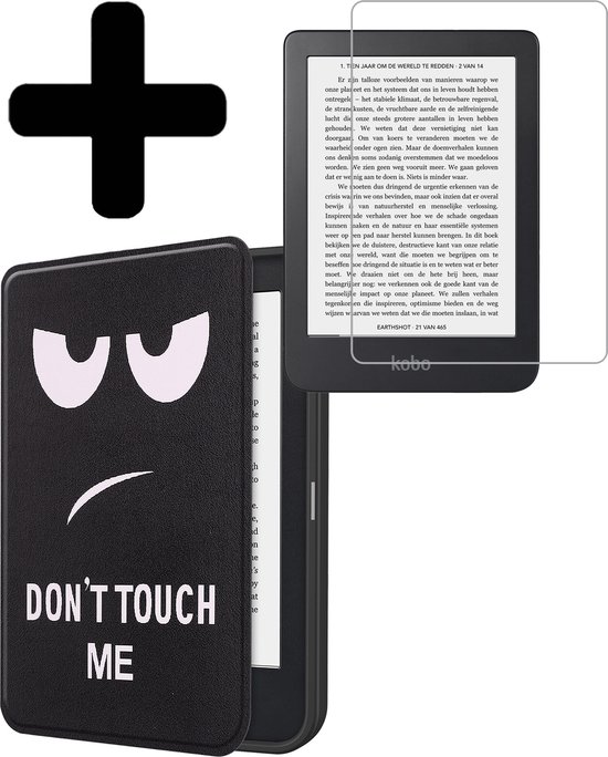 Hoesje Geschikt voor Kobo Clara 2E Hoes Bescherm Hoesje Case Sleep Cover Met Screenprotector - Hoes Geschikt voor Kobo Clara 2E Hoesje - Don't Touch Me van Hoesje 