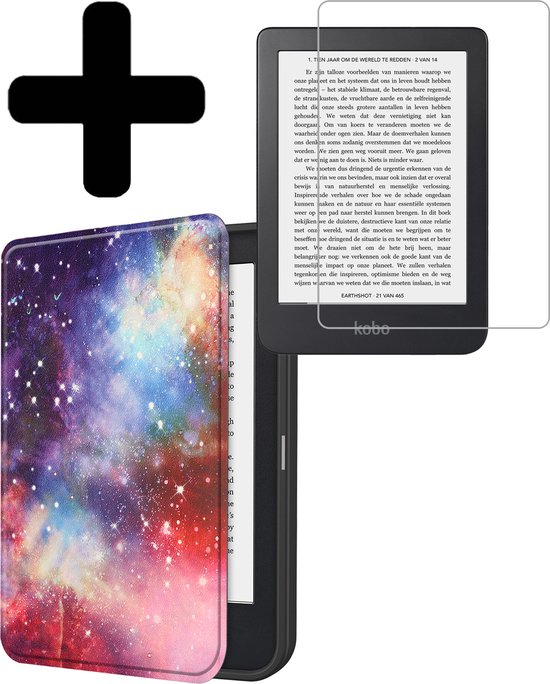 Hoesje Geschikt voor Kobo Clara 2E Hoes Bescherm Hoesje Case Sleep Cover Met Screenprotector - Hoes Geschikt voor Kobo Clara 2E Hoesje - Galaxy van Hoesje 