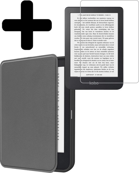 Hoesje Geschikt voor Kobo Clara 2E Hoes Bescherm Hoesje Case Sleep Cover Met Screenprotector - Hoes Geschikt voor Kobo Clara 2E Hoesje - Grijs van Hoesje 