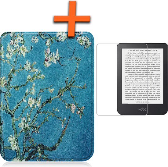 Hoesje Geschikt voor Kobo Clara 2E Hoes Book Case - Hoes Geschikt voor Kobo Clara 2E Hoesje Book Cover Met Screenprotector - Bloesem van Hoesje 