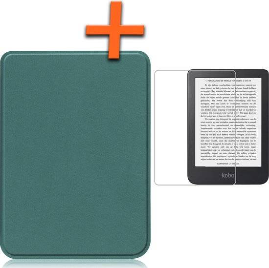 Hoesje Geschikt voor Kobo Clara 2E Hoes Book Case - Hoes Geschikt voor Kobo Clara 2E Hoesje Book Cover Met Screenprotector - Donkergroen van Hoesje 