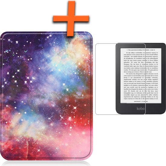 Hoesje Geschikt voor Kobo Clara 2E Hoes Book Case - Hoes Geschikt voor Kobo Clara 2E Hoesje Book Cover Met Screenprotector - Galaxy van Hoesje 