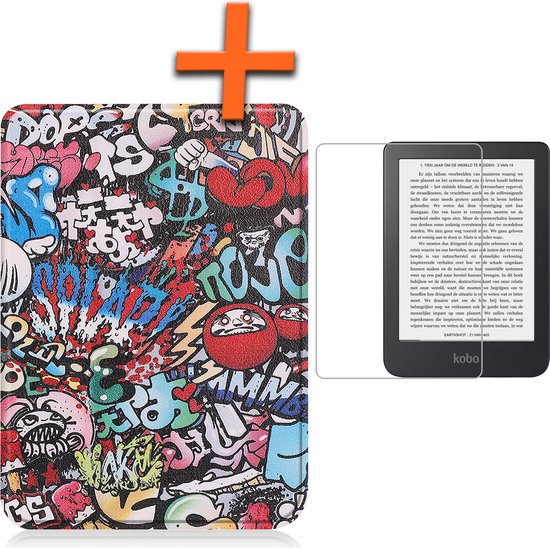 Hoesje Geschikt voor Kobo Clara 2E Hoes Book Case - Hoes Geschikt voor Kobo Clara 2E Hoesje Book Cover Met Screenprotector - Graffity van Hoesje 