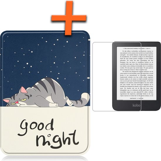 Hoesje Geschikt voor Kobo Clara 2E Hoes Book Case - Hoes Geschikt voor Kobo Clara 2E Hoesje Book Cover Met Screenprotector - Kat van Hoesje 