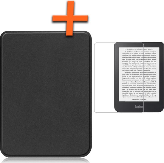 Hoesje Geschikt voor Kobo Clara 2E Hoes Book Case - Hoes Geschikt voor Kobo Clara 2E Hoesje Book Cover Met Screenprotector - Zwart van Hoesje 