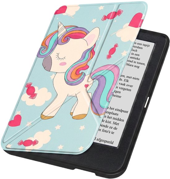Hoesje Geschikt voor Kobo Clara 2E Hoes Book Case Trifold - Hoes Geschikt voor Kobo Clara 2E Hoesje Book Cover - Eenhoorn