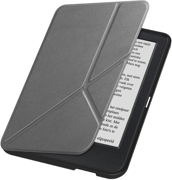 Hoesje Geschikt voor Kobo Clara 2E Hoes Book Case Trifold - Hoes Geschikt voor Kobo Clara 2E Hoesje Book Cover - Grijs