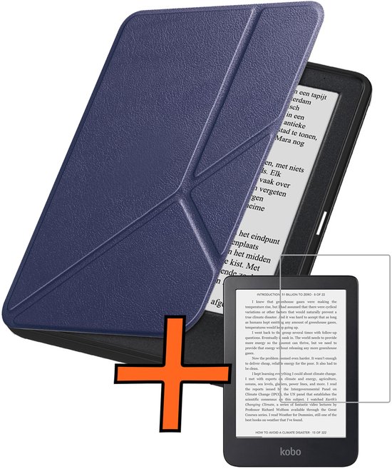Hoesje Geschikt voor Kobo Clara 2E Hoes Book Case Trifold - Hoes Geschikt voor Kobo Clara 2E Hoesje Book Cover Met Screenprotector - Donkerblauw