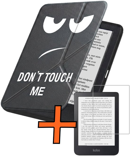 Hoesje Geschikt voor Kobo Clara 2E Hoes Book Case Trifold - Hoes Geschikt voor Kobo Clara 2E Hoesje Book Cover Met Screenprotector - Don't Touch Me