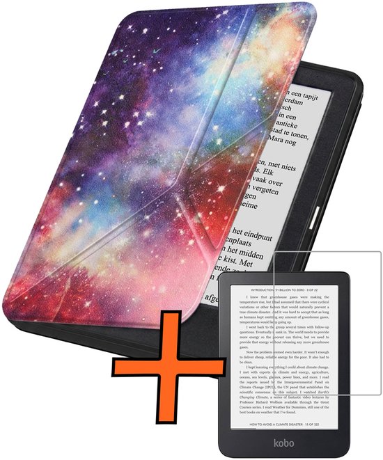 Hoesje Geschikt voor Kobo Clara 2E Hoes Book Case Trifold - Hoes Geschikt voor Kobo Clara 2E Hoesje Book Cover Met Screenprotector - Galaxy