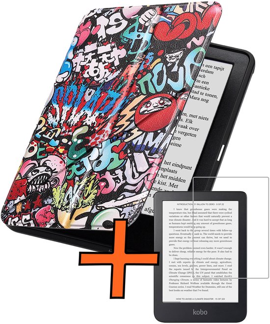 Hoesje Geschikt voor Kobo Clara 2E Hoes Book Case Trifold - Hoes Geschikt voor Kobo Clara 2E Hoesje Book Cover Met Screenprotector - Graffity