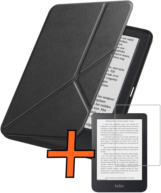 Hoesje Geschikt voor Kobo Clara 2E Hoes Book Case Trifold - Hoes Geschikt voor Kobo Clara 2E Hoesje Book Cover Met Screenprotector - Zwart