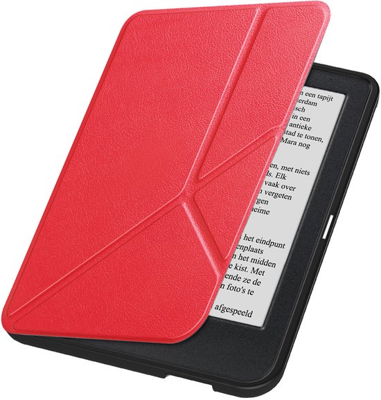 Hoesje Geschikt voor Kobo Clara 2E Hoes Book Case Trifold - Hoes Geschikt voor Kobo Clara 2E Hoesje Book Cover - Rood