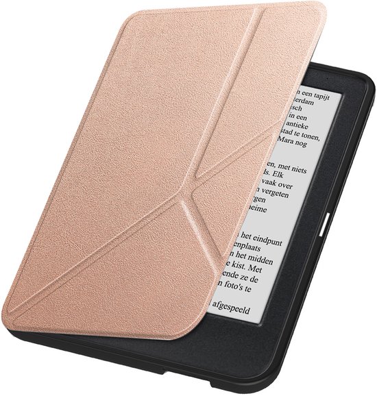 Hoesje Geschikt voor Kobo Clara 2E Hoes Book Case Trifold - Hoes Geschikt voor Kobo Clara 2E Hoesje Book Cover - Rosé Goud