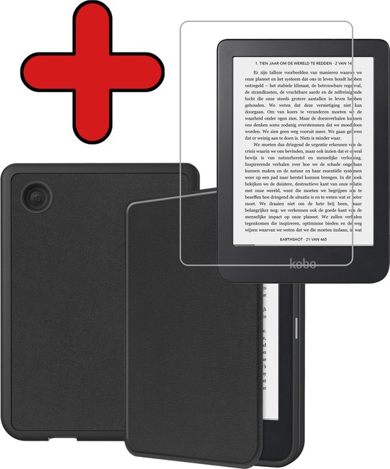 Hoesje Geschikt voor Kobo Clara 2E Hoesje Luxe Bescherm Case Met Screenprotector - Hoes Geschikt voor Kobo Clara 2E Hoes Book Cover - Zwart van Hoesje 