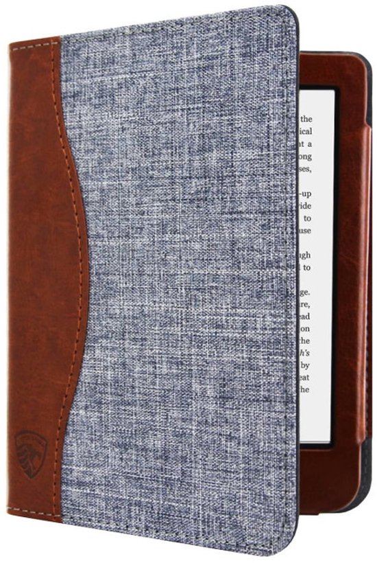 Hoesje Geschikt voor Kobo Clara 2E Jeans Sleepcover - Book Case Hoes Cover - Blauw / Cognac - ereader hoesje - cover van Merkloos