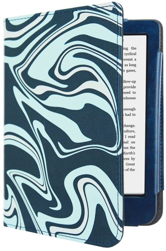 Hoesje Geschikt voor Kobo Clara 2E Luxe Sleepcover - Book Case Hoes Cover - Abstract Petroleum kleuren - ereader hoesje - cover van CaseBoutique