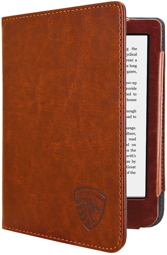 Hoesje Geschikt voor Kobo Clara 2E Luxe Sleepcover - Book Case Hoes Cover - Cognac Bruin - ereader hoesje - cover