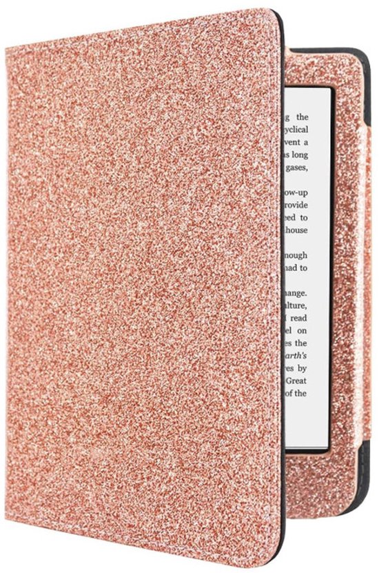 Hoesje Geschikt voor Kobo Clara 2E Sparkle Sleepcover - Book Case Hoes Cover - Roze - ereader hoesje - cover van Merkloos