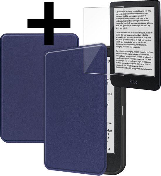 Hoesje Geschikt voor Kobo Clara BW Hoes Bescherm Hoesje Case Sleep Cover Met Screenprotector - Hoes Geschikt voor Kobo Clara BW Hoesje - Donkerblauw van Hoesje 