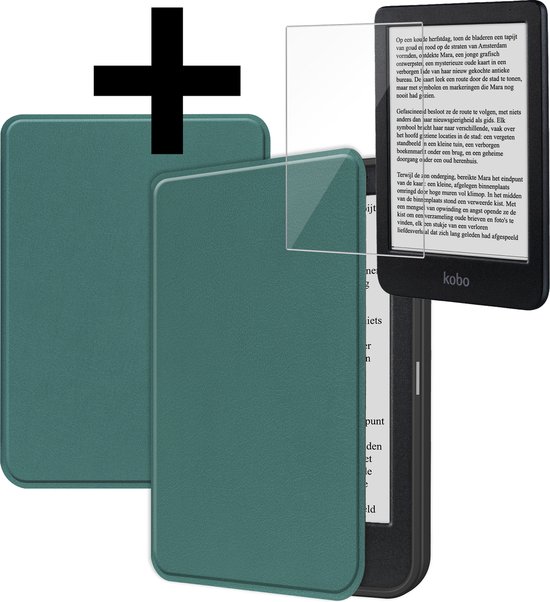 Hoesje Geschikt voor Kobo Clara BW Hoes Bescherm Hoesje Case Sleep Cover Met Screenprotector - Hoes Geschikt voor Kobo Clara BW Hoesje - Donkergroen van Merkloos