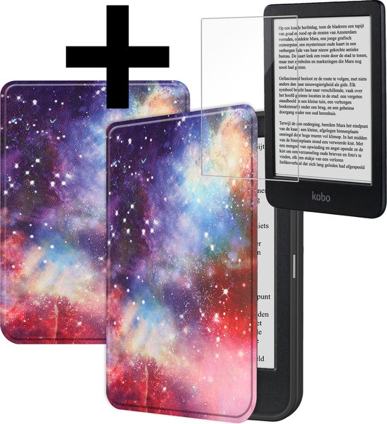 Hoesje Geschikt voor Kobo Clara BW Hoes Bescherm Hoesje Case Sleep Cover Met Screenprotector - Hoes Geschikt voor Kobo Clara BW Hoesje - Galaxy van Hoesje 