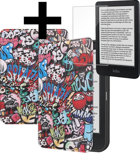 Hoesje Geschikt voor Kobo Clara BW Hoes Bescherm Hoesje Case Sleep Cover Met Screenprotector - Hoes Geschikt voor Kobo Clara BW Hoesje - Graffity van Hoesje 