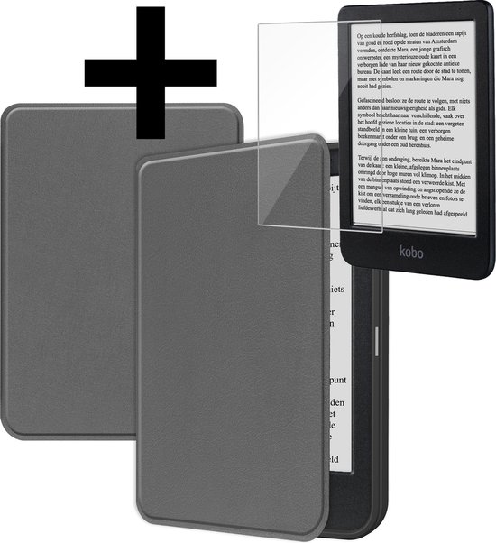 Hoesje Geschikt voor Kobo Clara BW Hoes Bescherm Hoesje Case Sleep Cover Met Screenprotector - Hoes Geschikt voor Kobo Clara BW Hoesje - Grijs van Xccess