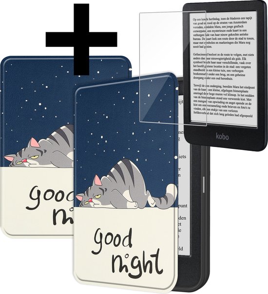 Hoesje Geschikt voor Kobo Clara BW Hoes Bescherm Hoesje Case Sleep Cover Met Screenprotector - Hoes Geschikt voor Kobo Clara BW Hoesje - Kat van Hoesje 