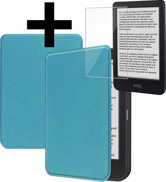 Hoesje Geschikt voor Kobo Clara BW Hoes Bescherm Hoesje Case Sleep Cover Met Screenprotector - Hoes Geschikt voor Kobo Clara BW Hoesje - Turquoise van Merkloos