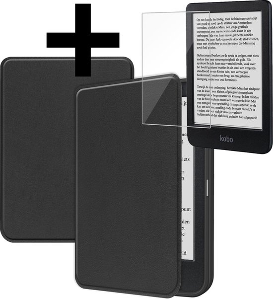 Hoesje Geschikt voor Kobo Clara BW Hoes Bescherm Hoesje Case Sleep Cover Met Screenprotector - Hoes Geschikt voor Kobo Clara BW Hoesje - Zwart van Merkloos
