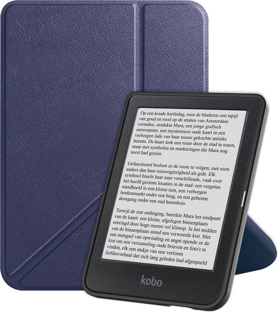 Hoesje Geschikt voor Kobo Clara BW Hoes Bescherm Hoesje Case Sleep Cover Trifold - Hoes Geschikt voor Kobo Clara BW Hoesje - Donkerblauw van Hoesje 