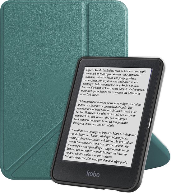 Hoesje Geschikt voor Kobo Clara BW Hoes Bescherm Hoesje Case Sleep Cover Trifold - Hoes Geschikt voor Kobo Clara BW Hoesje - Donkergroen van Merkloos