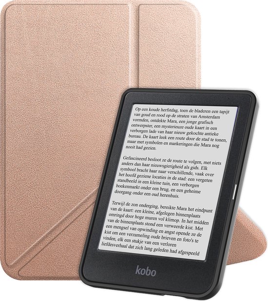 Hoesje Geschikt voor Kobo Clara BW Hoes Bescherm Hoesje Case Sleep Cover Trifold - Hoes Geschikt voor Kobo Clara BW Hoesje - Rosé Goud van Hoesje 