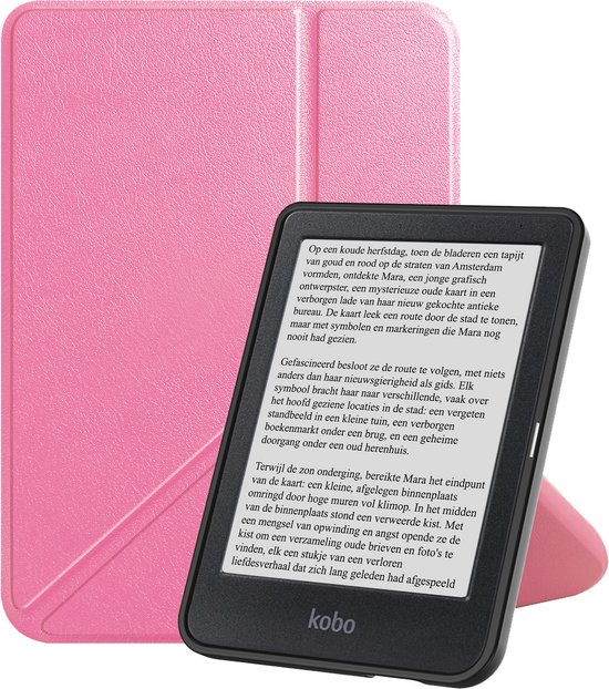 Hoesje Geschikt voor Kobo Clara BW Hoes Bescherm Hoesje Case Sleep Cover Trifold - Hoes Geschikt voor Kobo Clara BW Hoesje - Roze van Merkloos
