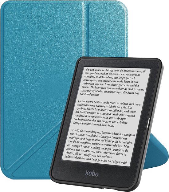 Hoesje Geschikt voor Kobo Clara BW Hoes Bescherm Hoesje Case Sleep Cover Trifold - Hoes Geschikt voor Kobo Clara BW Hoesje - Turquoise van Merkloos