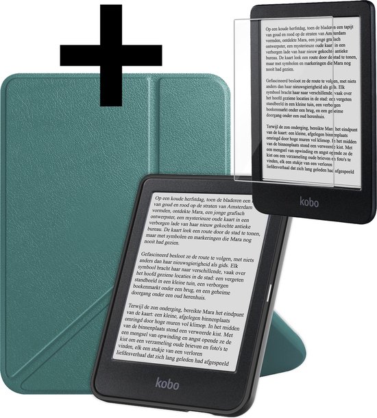Hoesje Geschikt voor Kobo Clara BW Hoes Bescherm Hoesje Case Sleep Cover Trifold Met Screenprotector - Hoes Geschikt voor Kobo Clara BW Hoesje - Donkergroen van Hoesje 