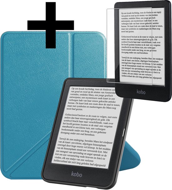 Hoesje Geschikt voor Kobo Clara BW Hoes Bescherm Hoesje Case Sleep Cover Trifold Met Screenprotector - Hoes Geschikt voor Kobo Clara BW Hoesje - Turquoise van Merkloos