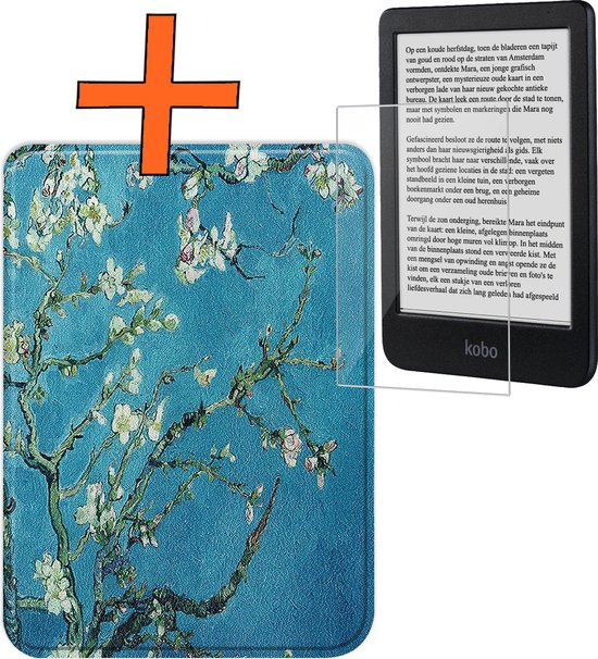 Hoesje Geschikt voor Kobo Clara BW Hoes Book Case - Hoes Geschikt voor Kobo Clara BW Hoesje Book Cover Met Screenprotector - Bloesem van MMOBIEL