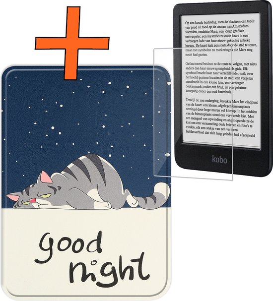 Hoesje Geschikt voor Kobo Clara BW Hoes Book Case - Hoes Geschikt voor Kobo Clara BW Hoesje Book Cover Met Screenprotector - Kat van Hoesje 