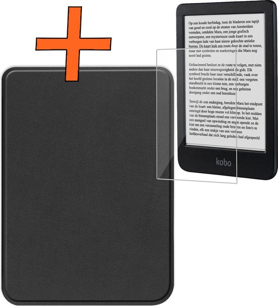Hoesje Geschikt voor Kobo Clara BW Hoes Book Case - Hoes Geschikt voor Kobo Clara BW Hoesje Book Cover Met Screenprotector - Zwart van Hoesje 