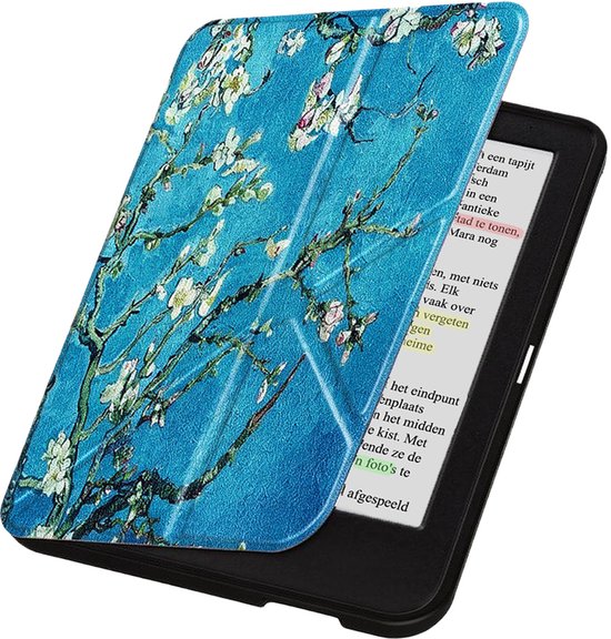 Hoesje Geschikt voor Kobo Clara BW Hoes Book Case Trifold - Hoes Geschikt voor Kobo Clara BW Hoesje Book Cover - Bloesem