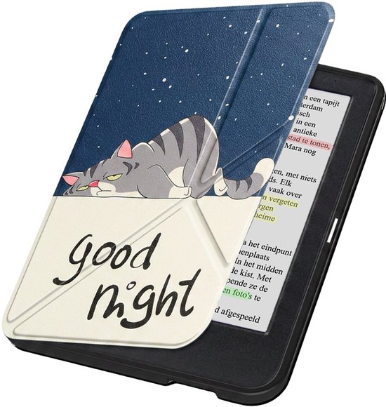 Hoesje Geschikt voor Kobo Clara BW Hoes Book Case Trifold - Hoes Geschikt voor Kobo Clara BW Hoesje Book Cover - Kat